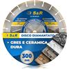 S&R Disco Diamantato Professionale 300 mm Segmentato Laser - Disco da Taglio Diamantato per Gres Porcellanato, Ceramica Dura, Granito, Marmo, Pietra e Mattoni - Foro 25,4 mm - Segmenti 10 mm.