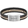 BOSS Jewelry Braccialetto in pelle da uomo Collezione GALEN, Beige, Taglia Unica
