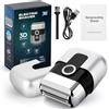 XQZMD Mini rasoio elettrico da uomo, mini rasoio elettrico con 3 lame galleggianti, rasoio elettrico da uomo con display a LED, IPX7, impermeabile, per barba e viso (argento)