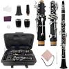 Yinfente Clarinetto professionale in ebanite per clarinetto con 2 barili, custodia per clarinetto in tessuto, accessorio per ance nero (c-key)