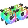 Mars Gaming MF-4A, Kit 4x Ventilatori 120mm ARGB, Illuminazione 360° Senza Cornice, RGB Indirizzabile 5V 3Pin, Effetto Rainbow Personalizzabile, Cuscinetti FDB Ultrasilenziosi, Doppio Connettore, Nero
