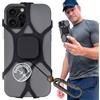 Pulpo Safety Phone Leash Pulpo - Guinzaglio di sicurezza per telefono, anti-goccia, per tutti gli smartphone, antifurto, con clip retrattile per cavo in fibra, compatibile con custodia e fotocamera, 2 AM, nero
