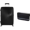 American tourister Soundbox valigia rigida 67 cm medio nero con copri valigia M, black/grey