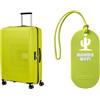 American tourister Aerostep spinner L valigia espandibile 77 cm verde con etichette bagaglio, hands off