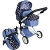 Bayer Chic 2000 Passeggino combinato 3 in 1 Linus - asterisco Navy - pieghevole, manico regolabile in altezza 47 - 78 cm, con seggiolino auto - Bambole fino a 52 cm, 4 - 8 J
