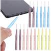 JJUNW Set di pulizia USB C, 16 pezzi, con presa di ricarica multiuso, con 8 tappi antipolvere, spazzole per la pulizia del telefono per la presa di ricarica, altoparlante, microfono e aperture per