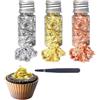 DAAIZIII 3 fiocchi di lamina d'oro con clip, fiocchi di foglia d'oro, foglia d'oro commestibile, fiocchi di foglia d'oro, carta stagnola dorata, carta decorativa multifunzione per doratura, pittura, cucina