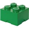 Room Copenhagen LEGO Storage Brick 4 Knobs verde - Scatola Portaoggetti Impilabile 5,6 l - Contenitore in Plastica con Coperchio, Organizer per Scrivania e Giocattoli