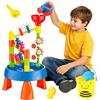 KUKUTrue® Giocattolo 3 4 5 6 7 8 Anni, Tavolo da Spiaggia con Ruota a Pale, Tavolo Sabbia Bambini Esterno, Coordinazione Mano Occhio, Regalo 3-8 Bambini Maschio Femmina