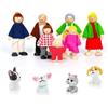 Lonsien 11 Pezzi Bambole con Gatto e Cane Famiglia Per Casa delle bambole in legno per Fingere Casa Delle Bambole Accessori Regalo