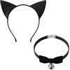 Ermenlifiqq 2 pezzi Set cerchietto orecchie da gatto, Cat Ears Headband con collare con campanellino, accessori costume per Halloween, carnevale e compleanno, per travestimento, festa e foto