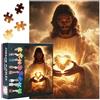 TISHIRON Puzzle da 1000 pezzi per adulti, puzzle per adulti, 1000 pezzi, Gesù con cuore sacro incandescente con luce dorata, puzzle religiosi per adulti, puzzle spirituale - 60 x 50 cm