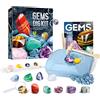 EDUMAN Kit Pietre da Scavare per Bambini, 12 Pietre e Cristalli, Kit di Scavo Gemme, Regalo Archeologico per Bambini e Bambine