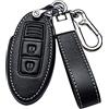 HIBEYO Custodia per Chiave Auto Intelligente Adatta per Nissan Custodia in Pelle Bovina Cover per Chiave Auto Compatibile con Infiniti Qashqai Juke X-Trail Micra Murano Portachiavi-B Nero