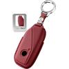 Rondrive Custodia per chiave in pelle PU, compatibile con BMW X1 U11 X2 U10 X5 G05 X3 G45 i4 ix i5 G60 EV XM I7 2024 2025 2026, cover portachiavi rosso