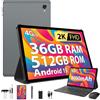 PIXGOOD 2K Android 15 Tablets, 36GB RAM+512GB ROM (2TB TF), 4G LTE+5G WiFi, Tablet 10,6 Pollici, Octa-Core, 2000 * 1200FHD, 8000mAh, 13MP+8MP, GPS, Tablet in offerta con tastiera ect (Grigio)