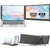 siaviala Monitor Portatile, 14" FHD 1080P IPS Doppio Schermo PC Portatile, Schermo Portatile per Laptops 13-17.3, Plug & Play Dual Schermate per Windows/Mac/Android/PS5 con porta USB C/HDMI