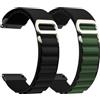 CeiBand Anello Alpino Cinturino Compatibile con 20mm 22mm, Ricambio in Nylon Sportivo Bracciale Metallo G-Hook Uomo Donna per 20mm 22mm -(22mm Nero+Nero verde)