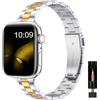 MaEiol Cinturino Metallo per Apple Watch 41mm /40mm /38mm /42mm(Series 11/10) per Uomini Donne, Cinturino in Acciaio Inossidabile Sottile per Apple Watch SE/Serie 11 10 9 8 7 6 5 4 3 2 1, Oro&Argento
