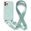 2NSPDRGNI Magnetica Cover con Collana Compatibile con iPhone 12 Pro Max,Case con Laccio per Il Collo Custodia con Cordino,Menta verde