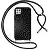 Foonary Cover con Cordino per Samsung Galaxy A22 5G 6,6, Custodia con Laccio Collana Tracolla Aesthetic Disegni Morbido Silicone Necklace Regolabile Protettiva Corda Case per Samsung A22, Leopardata
