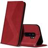 ZONNAVI Cover per Samsung Galaxy S9 Plus, Flip Custodia Pelle PU con [Slot Cart] [Supporto Stand] [Magnetica], Cover a Libro Portafoglio per Samsung Galaxy S9 Plus (Rosso)