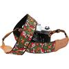 Padwa Lifestyle Tracolla per Fotocamera Verde con Fiori - 5 cm di Larghezza in Pelle di Mucca, Cinturino Vintage Ricamato in Cotone per Fotocamera, Cinturino Universale per Collo e Spalla per Tutte le
