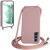 WenBaby Cover Compatible con Samsung Galaxy S22 Plus,Cellulare Girocollo Custodia con Cordino TPU Corda Silicone Case Bumper per Samsung Galaxy S22 Plus Custodia, Rosa sabbia