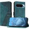 YIRRANZD Custodia per Google Pixel 9 PRO XL, Cover a Libro in Pelle PU con Slot Cart e Silicone TPU Bumper, Flip Caso Portafoglio Cover per Google 9 PRO XL (Verde)