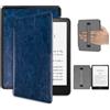 Miimall Custodia Compatibile con Kindle Colorsoft 2024, Cover Antiurto in PC, Cover Protettiva Anti-Scivolo in Pelle PU, Strap Elastico per Mano, Case in Pelle per Kindle Colorsoft 2024, Blu