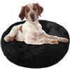 jiuzcare Cuccia per Cani e Gatti Interno Cuscino Pelosa Diametro di 60 cm Cuccia Morbida per Cani e Gatti di Piccola Taglia Media, Nero
