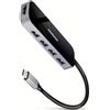 AXAGON Hub usb Axagon 4 porte tipoA/C 3.2 Gen 1 Argento/Nero [HMC-6H4A]