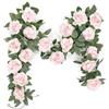 YMIFEEY Ghirlanda di fiori artificiali, 2 x 2 m, con rose bianche, decorazione da appendere, ghirlanda di rose artificiali, per matrimoni, decorazione da tavolo, feste, fiori, bicicletta (2 rosa)
