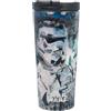 Elbenwald Thermos Star Wars - 425 ml - Bicchiere da viaggio in acciaio inossidabile con tappo a vite e apertura chiudibile (altezza 19 cm) - Bianco/Blu con motivo dello Stormtrooper