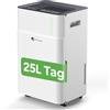 DR.PREPARE Deumidificatore Casa 25L/24H Serbatoio da 4,5L Controllo Intelligente dell'Umidità Silenzioso Timer 24H 3 Modalità con Drenaggio Continuo 40-45 m² per Camera da Letto Cantina Lavanderia
