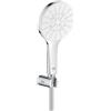 Grohe Rainshower 130 SmartActive 26581LS0 Soffione Doccia a 3 Getti, Ecojoy Portata Limitata a 9,5l/min, Supporto fisso, Bianco Rotondo, 130 mm, Set di 3 Pezzi