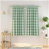 Natus Weaver Tenda a 2 pannelli per finestra, in cotone, a quadri, lunghezza di 114,3 cm, con passante per asta, per cucina, soggiorno, camera da letto, cantina, verde e bianco