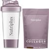 Farmasi Nutriplus Set Caffè Istantaneo con Collagene e Cicoria, Senza Glutine, 100g, con Shaker per Bevande Lilla con Tappo Flip 400ml, Senza BPA