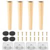 N/S Set di 4 gambe per mobili in legno, gambe di ricambio in rovere con piastre di montaggio e viti, per divano, letto, armadio, sedia (gambe dritte 20 cm)
