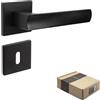 APECS Maniglia per porte interne, nera opaca, moderna, per porta di casa e porta interna, con rosette quadrate, con materiale di fissaggio, per porta, modello ATRIA BB