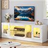 YITAHOME Mobile TV da 160 cm con 7 LED RGB, con 2 armadi chiusi, 3 ripiani aperti e ripiano in vetro regolabile, moderno centro di intrattenimento per soggiorno, 160 x 32 x 51 cm