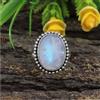 Anello In Argento Sterling 925 Con Pietra Di Luna Naturale Oval Set Bezel