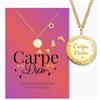 Engelsrufer Biglietto d'auguri Carpe Diem con collana in acciaio inox oro - regalo motivazionale - Collana dorata e messaggio ispiratore