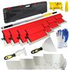 Yabingbos Set di spatole per facciate professionali, 25/40/60/80 cm, lame in acciaio inox 0,35 e 0,5 mm, manico telescopico 1,28 m e valigetta per cartongesso, kit di lisciatura per intonaco e costruzione se