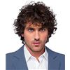 AIYLMZ Parrucca Sintetica da Uomo Riccia Marrone Con Frangia Toupee - Parrucca a Strati Soffici Alla Moda Naturale Posticci per Costume (Marrone A)