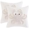 Tosleo Set di 2 federe per cuscino, estive, spiaggia, 45 x 45 cm, motivo granchio mare