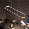 DIDADIDA Lampada a sospensione da tavolo da pranzo, ovale, a LED, dimmerabile, con telecomando, da tavolo da pranzo, per cucina, ufficio, lampada a sospensione 90/120CM (Oro, 120CM/47.25″)