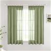 Woaboy Tende Corte per Interni Finestre Voile Trasparenti con Fettuccia Tende a Panello Morbidi Moderne per Camera da Letto Soggiorno Bambini 2 Pezzi 140x145cm Verde Menta