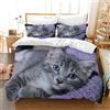 JEFFEL Set di Biancheria da Letto con Stampa di Gatto 3D, Copripiumino con Cerniera, Incluso 1 Copripiumino e 2 Federe, Biancheria da Letto per Ragazzi e Ragazze (135x200cm, Gatto-6)