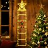 Olycism Luci di Natale,scala di Babbo Natale, 1,5 m, babbo natale scala, 6 gradini con stelle bianche e LED bianco caldo,8 modalità, USB con telecomando, per giardino, balcone